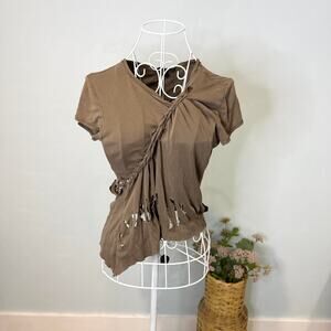 Stunning 90s express vintage y2k going out distressed grunge brown baby tee